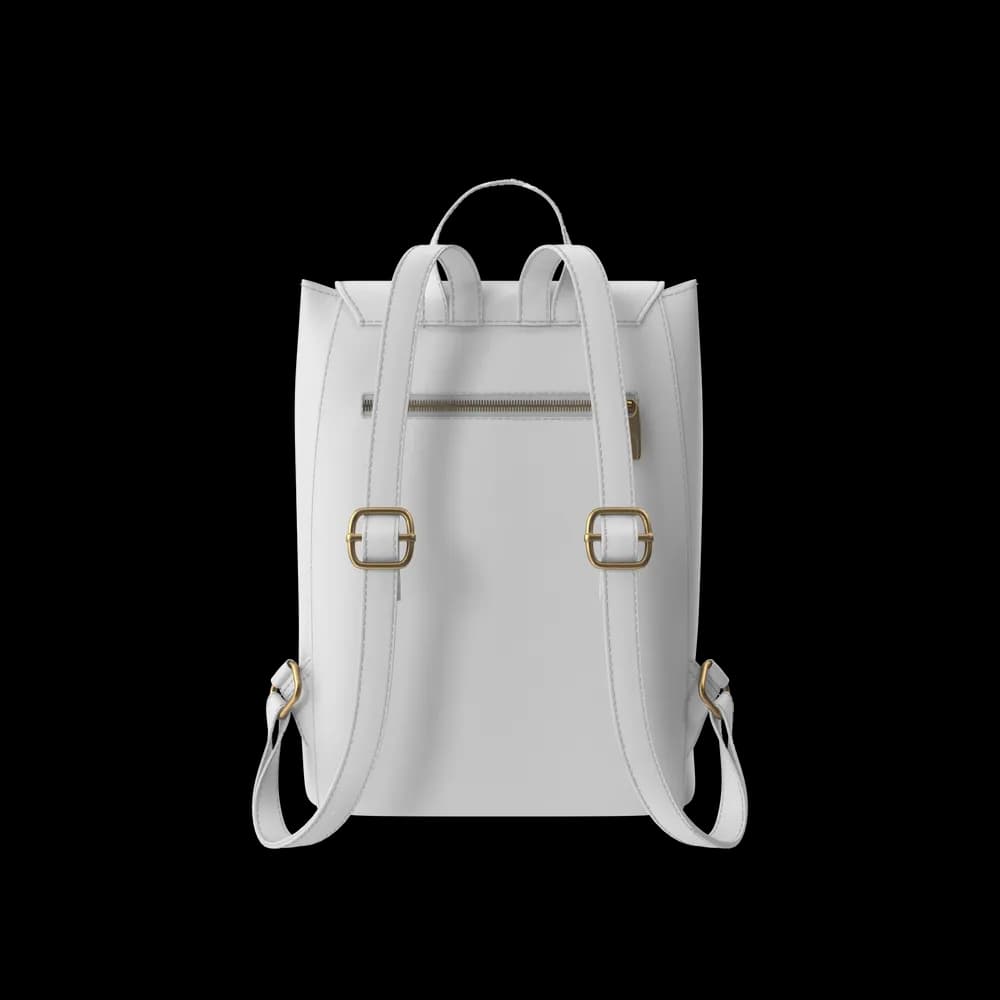 White Faux Leather Backpack 2