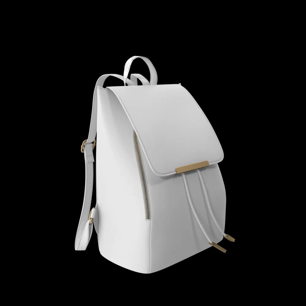 White Faux Leather Backpack 3